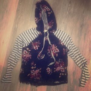 Rewind striped and floral hoodie (light)